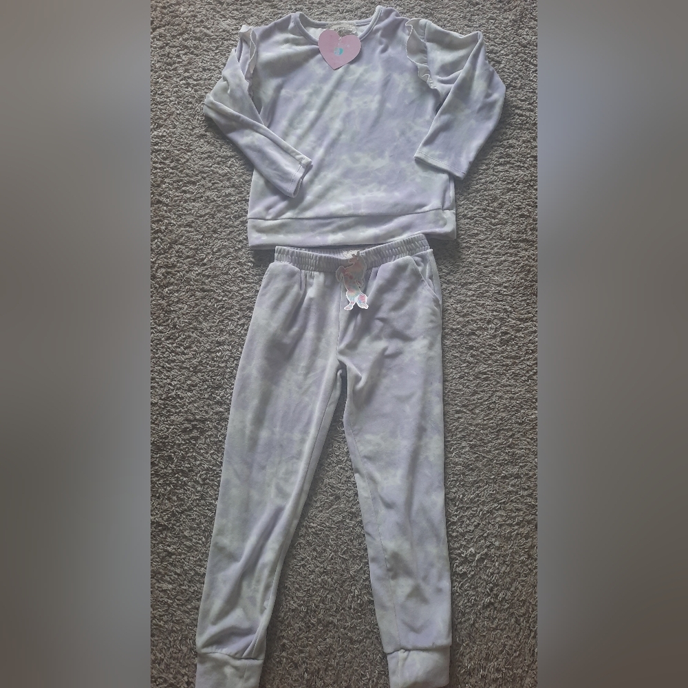 Set for girl velvet jumper and trouser purple size 10